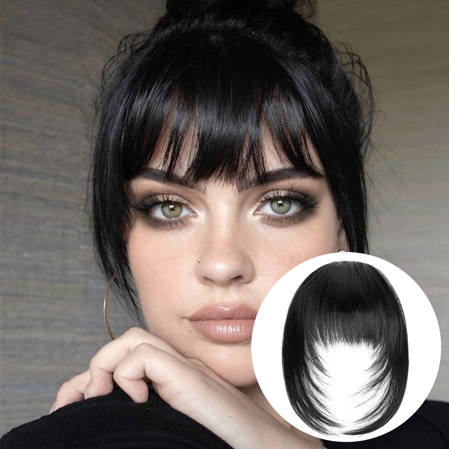 VANANGA French Hair Bangs Clip on Long Wispy Bangs Hair with Temples Fringe Hair Piece