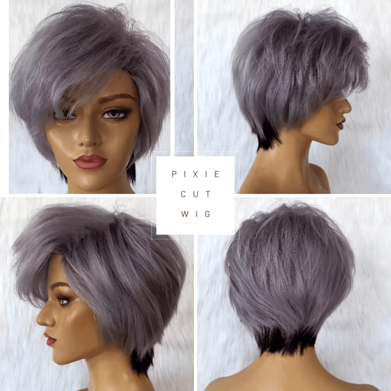 Grey Straight Human Hair Wig Lace Frontal 13x6 for African American-4