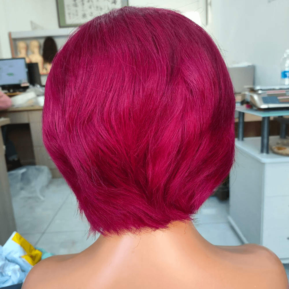 Burg Color Human Hair Bob Wig Lace Frontal 13x6 for African American-2