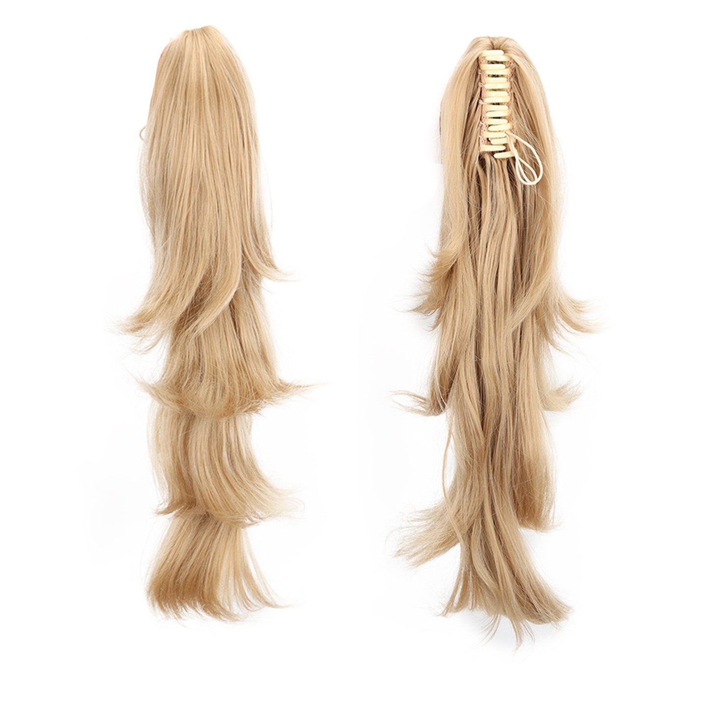 honey brown Claw Clip-in Ponytail 22"Natural Wavy Fluffy Irregular Ponytail Extension