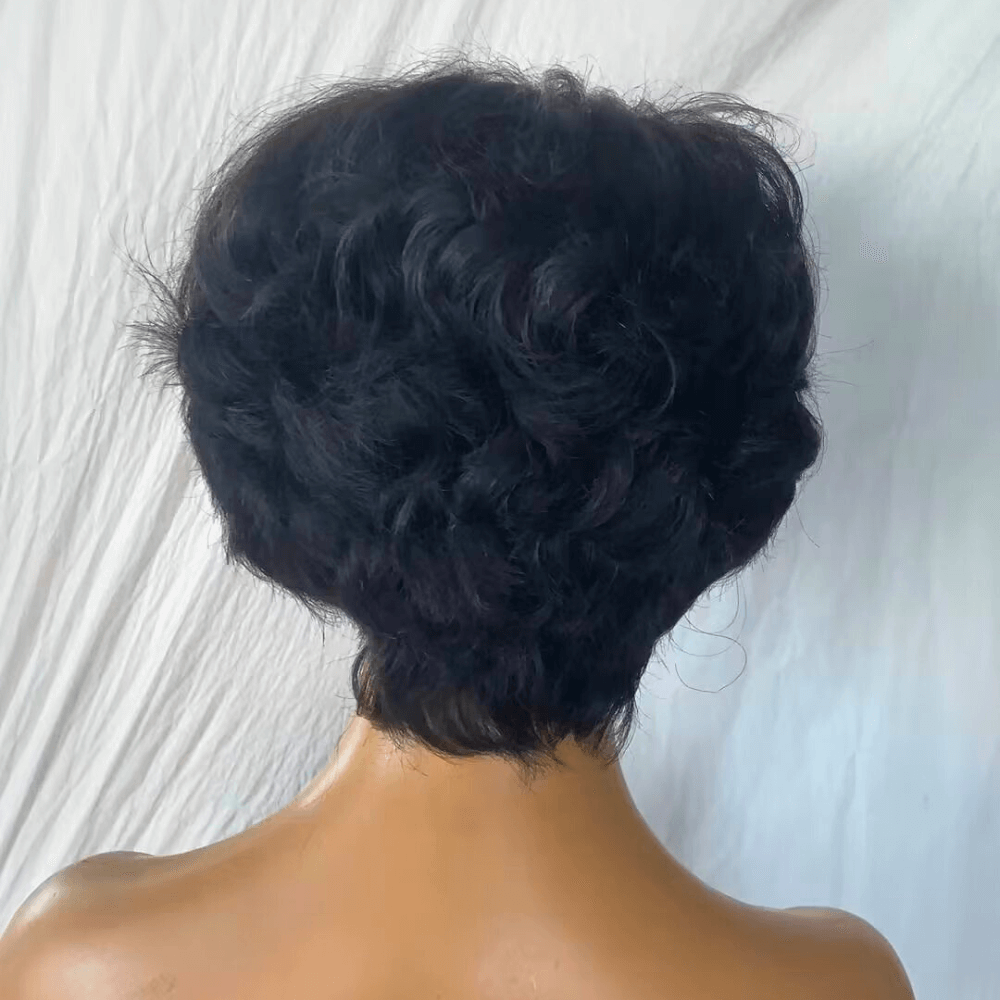 Pixie Cut Lace Front Wigs Human Hair with Side Part Bangs-2