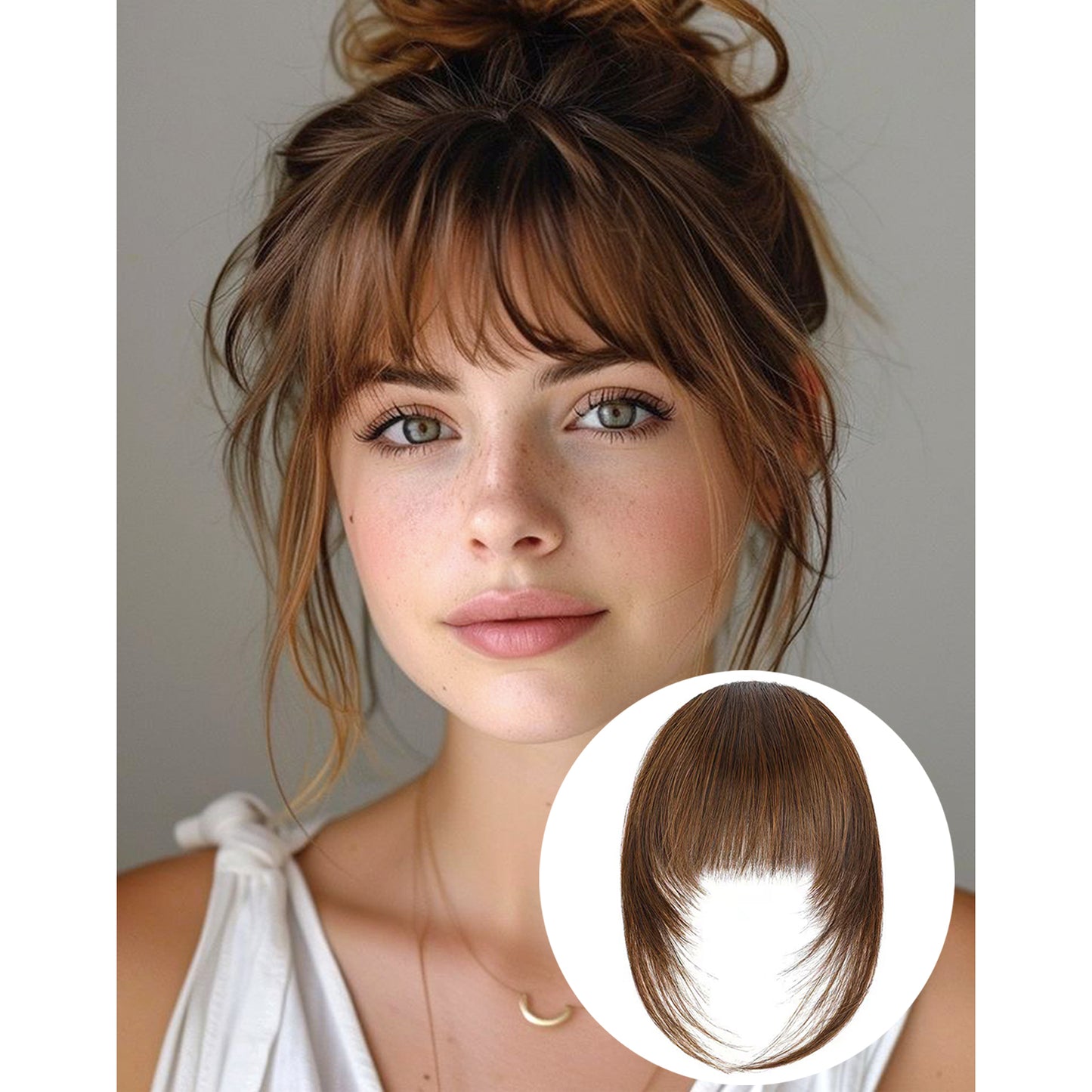 VANANGA French Hair Bangs Clip on Long Wispy Bangs Hair with Temples Fringe Hair Piece