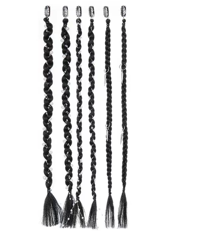 6PCS Braid Hair Extensions 18inch Long Braided Hair Piece with Pearls Braids