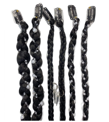 6PCS Braid Hair Extensions 18inch Long Braided Hair Piece with Pearls Braids