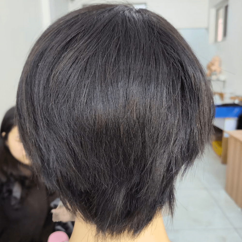 Pixie Cut Human Hair Bob Wig Side Part Lace Front for African American-2
