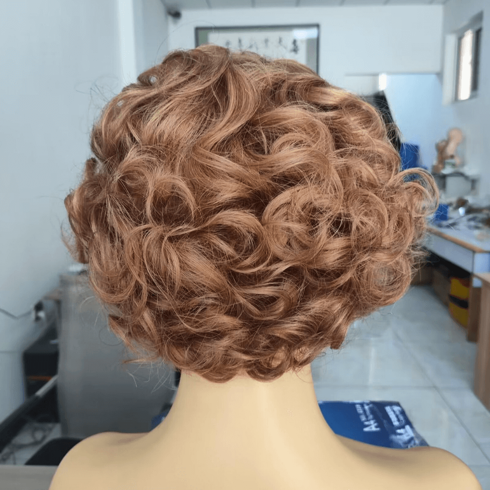 Brown Pixie Cut Wavy Wig Brazilian Hair Lace Front 13x4 for African American-3