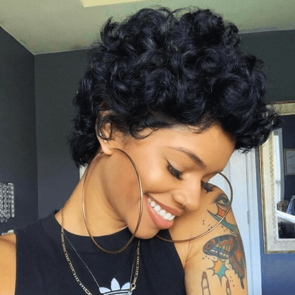 Human Hair Short Pixie Cut Wigs for African American 13x6 Lace Frontal-model
