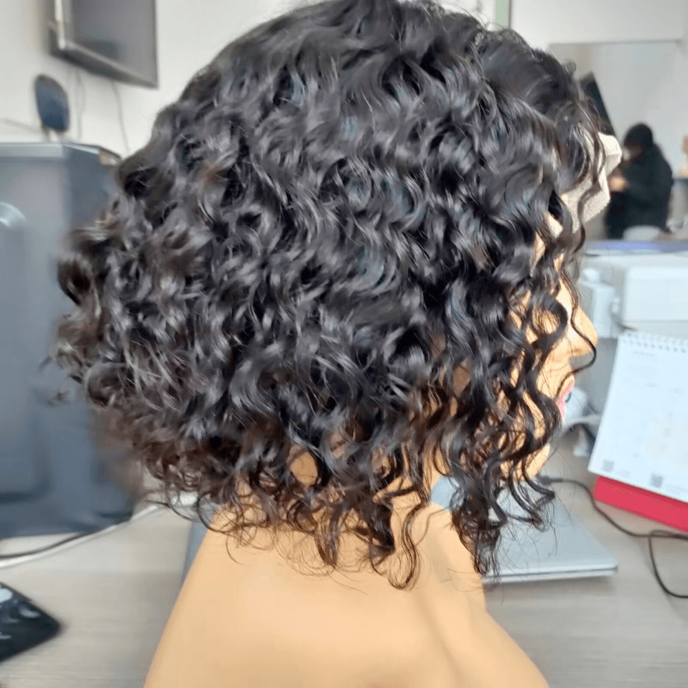 Deep Wave Bob Human Hair Lace Front Wig 13x6 for African American-3