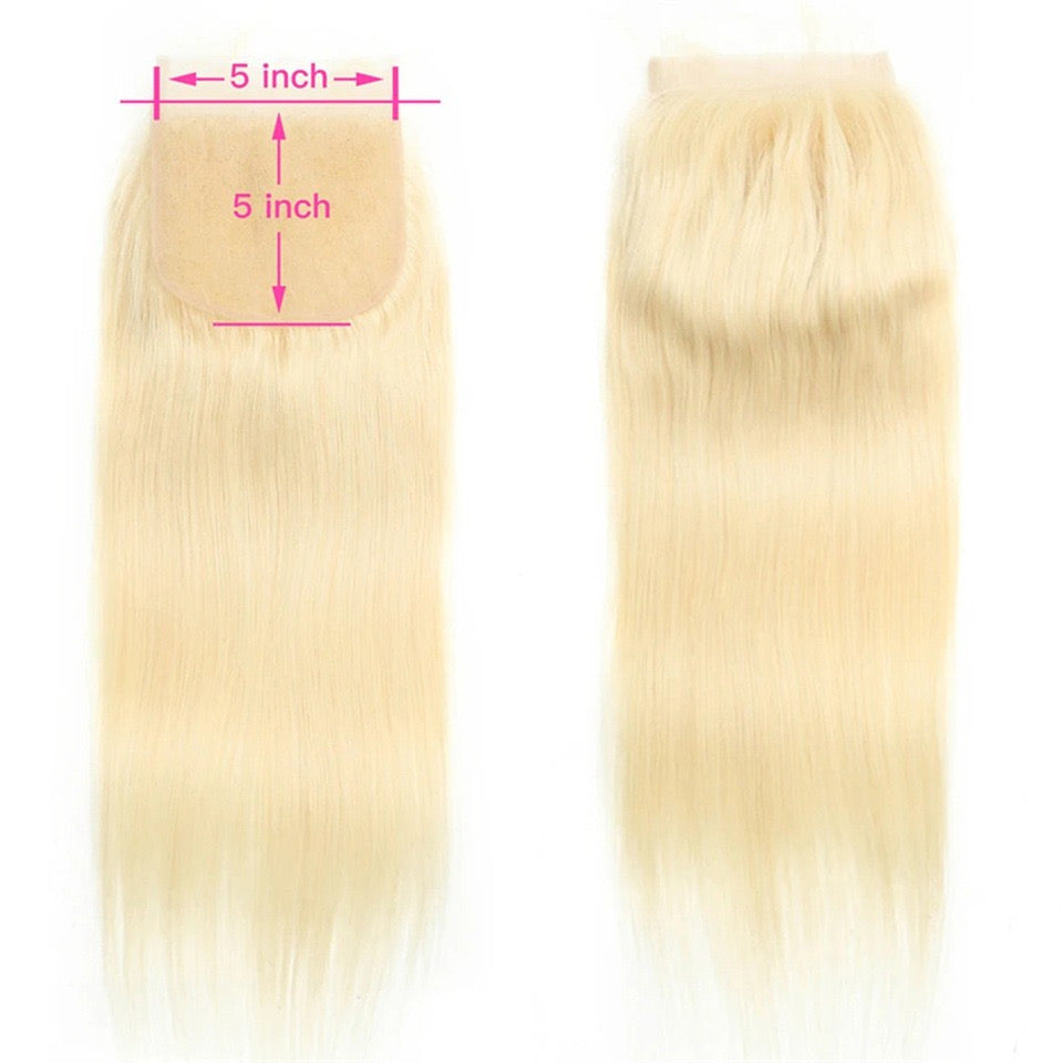 Blonde HD Lace Closure 5x5 Straight Human Hair Transparent Lace Closure