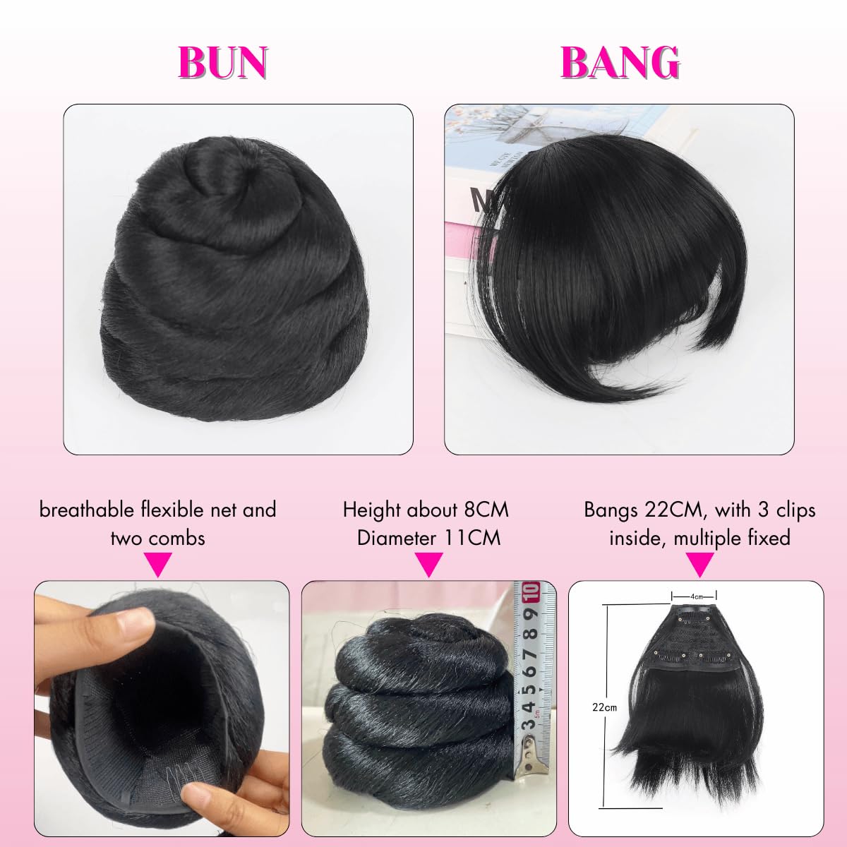 SWIRL BUN BANG 2PCS - Quick China Bun with Bang Updo Chignon for Black Women