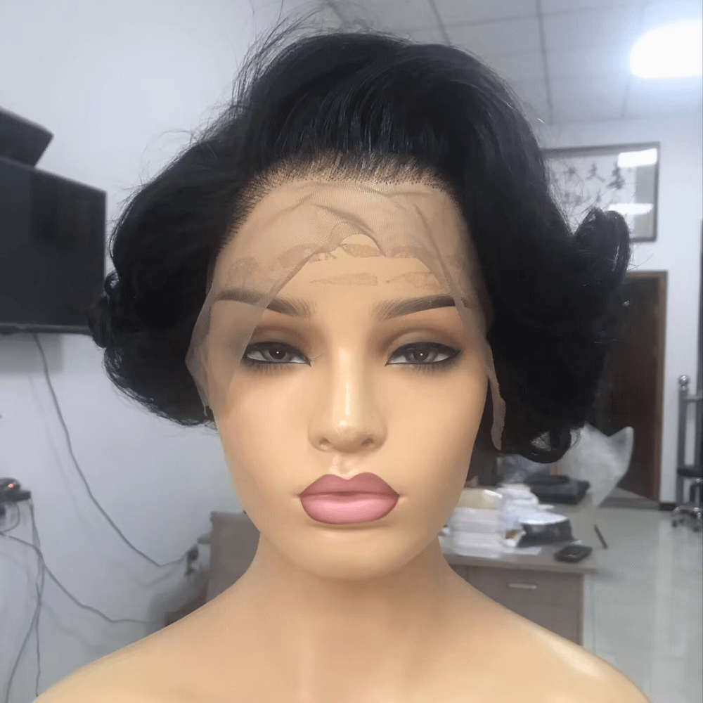 Best Human Hair Pixie Cut Wig Lace Frontal 13x4 for African American-1
