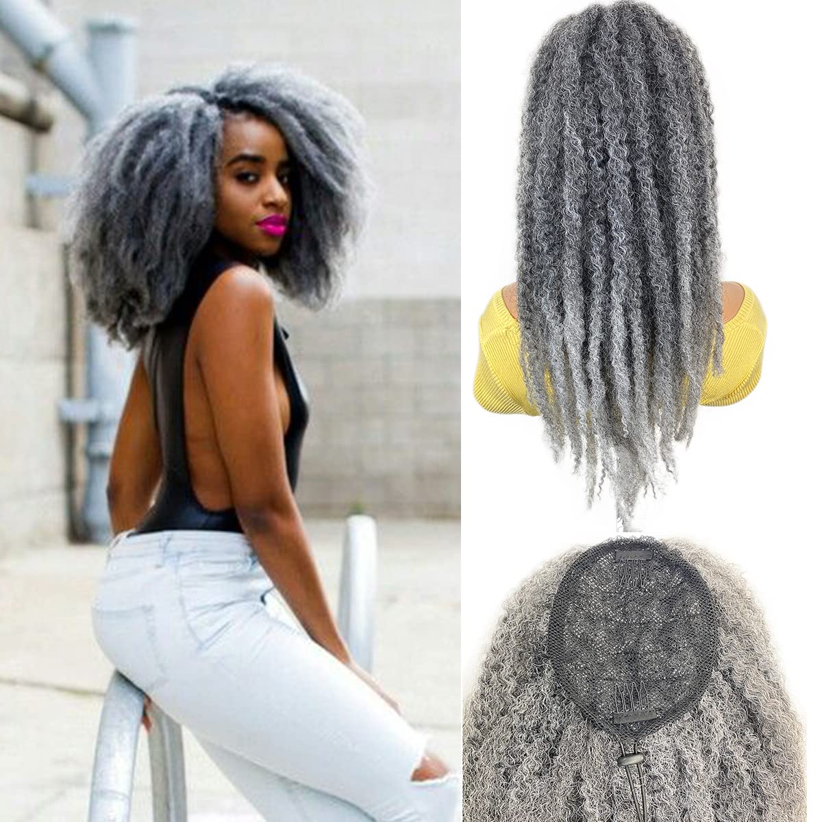Marley Hair Drawstring Ponytail 18inch Afro Kinky Jamaican Twist Ponytail
