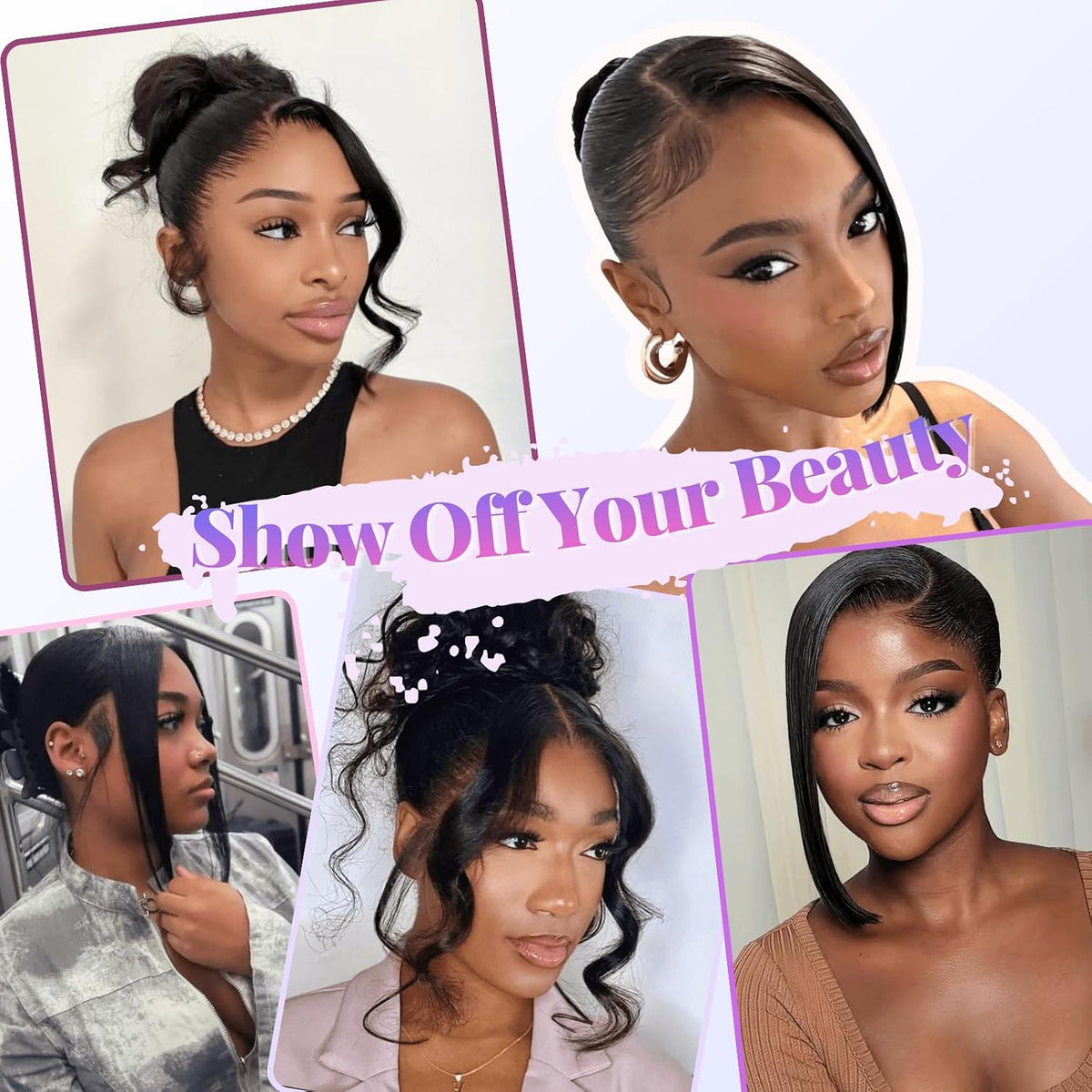 Long Clip in Real Human Hair Hime Cut Side Bang 2PCS for Black Women