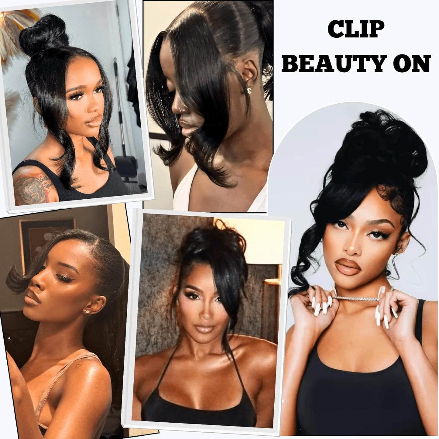Long Yaki Side Bangs Clip in 2pcs Set Kinky Straight Fringe for Black Women