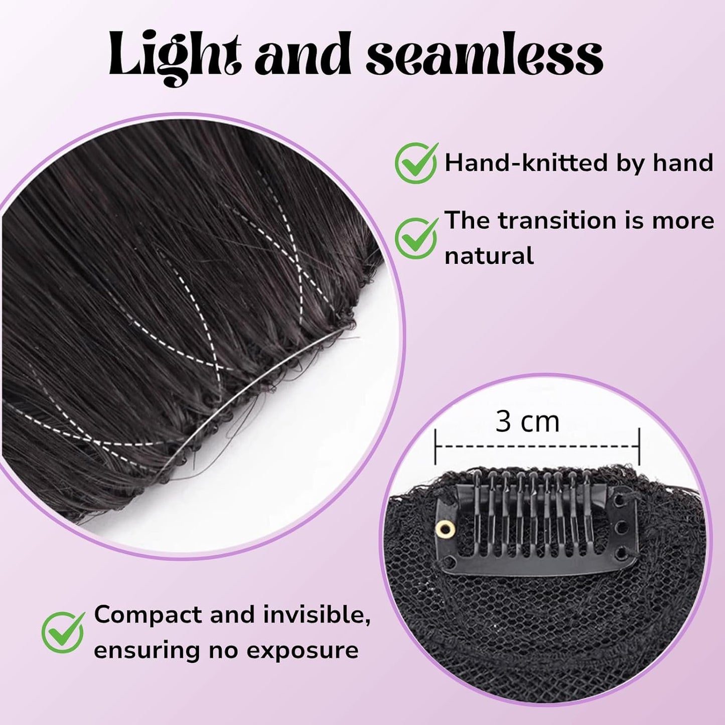 Human Hair Curly Bangs Hair Clip Kinky-Curly Ins Bangs French Bang for Women