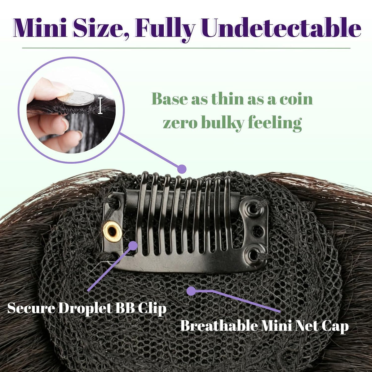 Clip in Bangs 100% Human Hair Fringe with Long Temples Hime Cut for Women