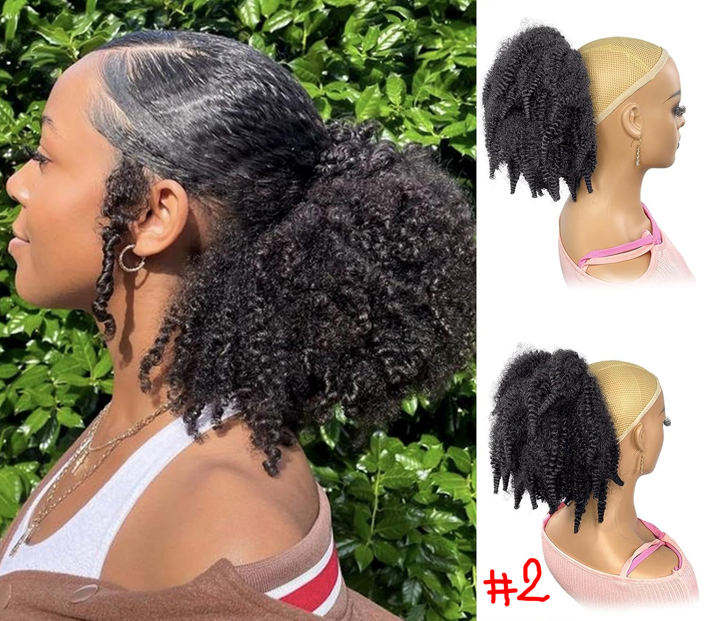 12inch short Marley Hair Drawstring Ponytail Black 4C Afro Puff Bun Braiding Ponytail