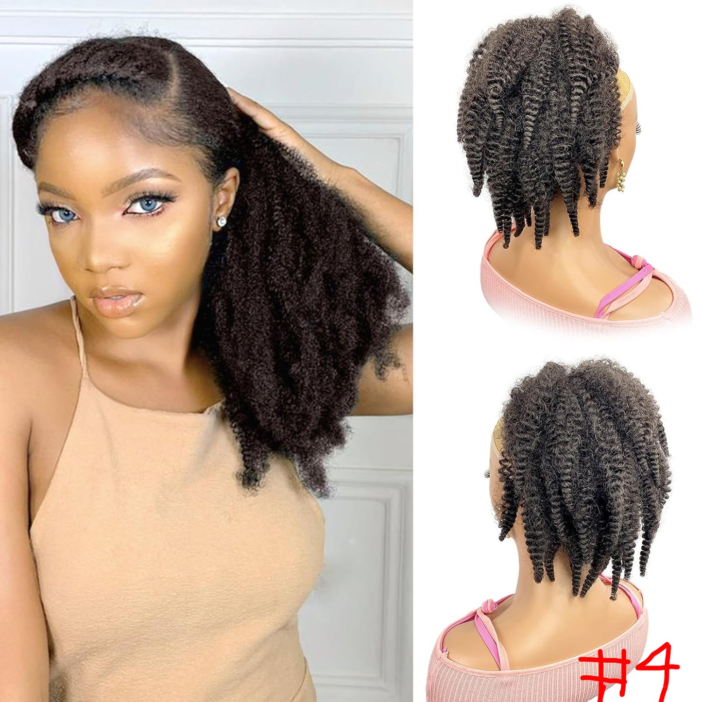 12inch short Marley Hair Drawstring Ponytail Black 4C Afro Puff Bun Braiding Ponytail