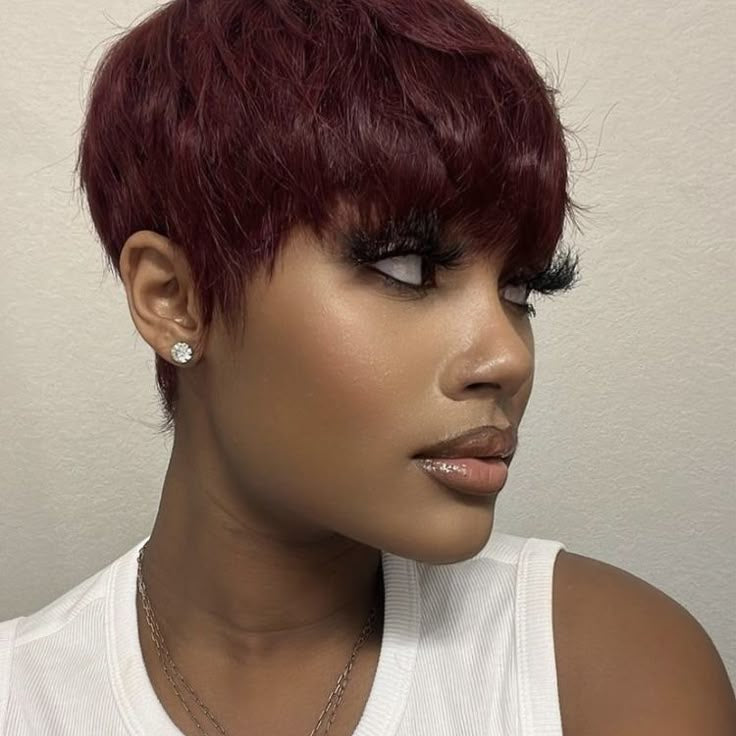 99J Burgundy Pixie Cut Wig Lace Wig 13x4 Human Hair for African American