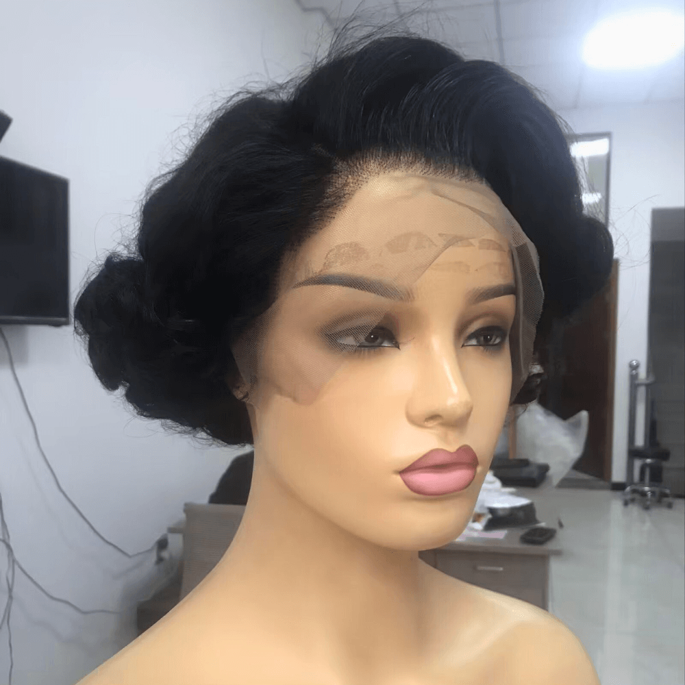 Best Human Hair Pixie Cut Wig Lace Frontal 13x4 for African American-3