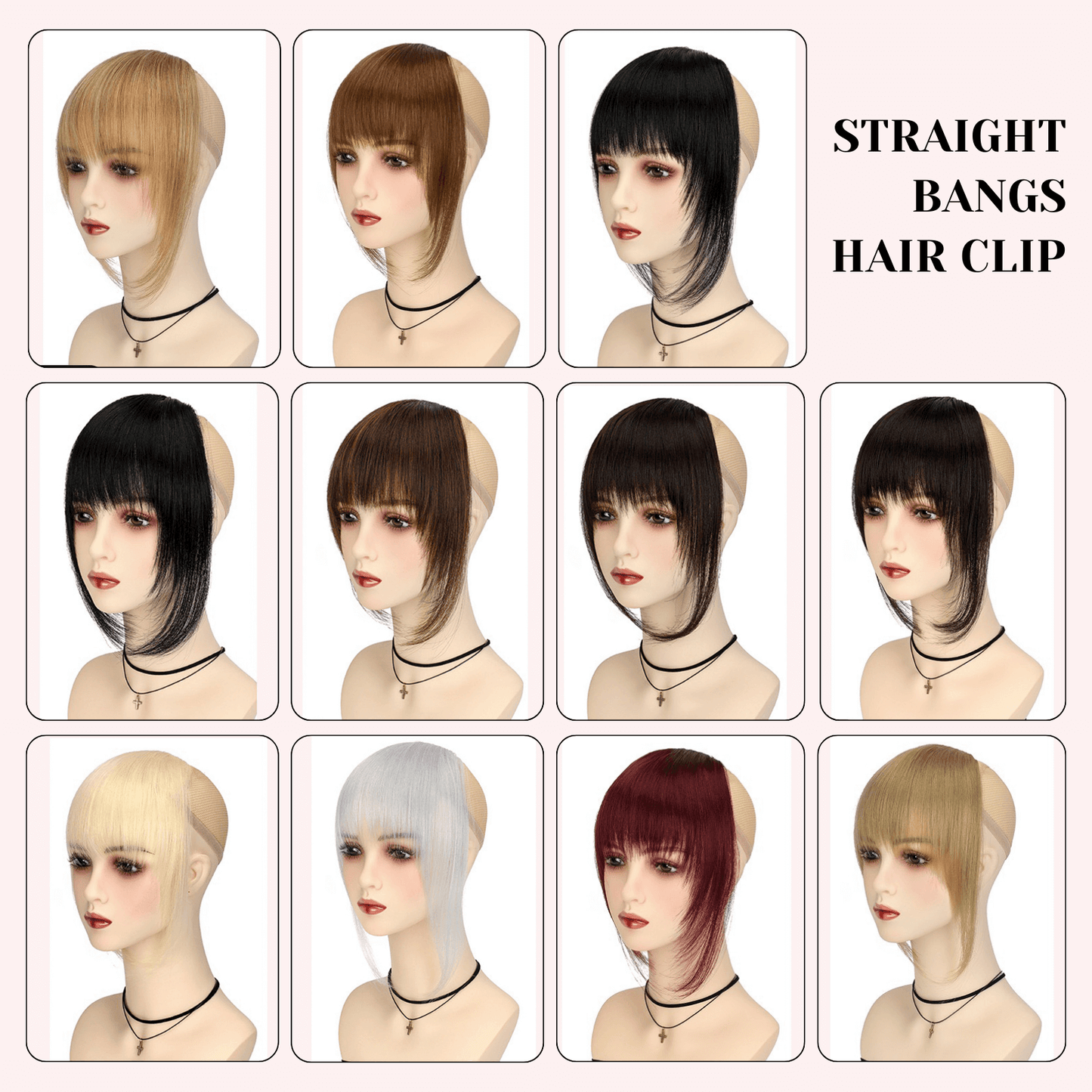 VANANGA French Hair Bangs Clip on Long Wispy Bangs Hair with Temples Fringe Hair Piece