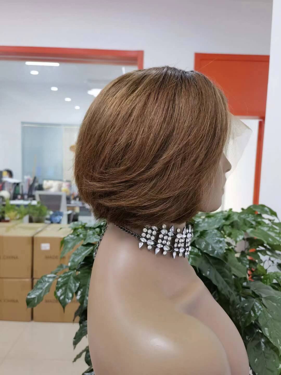 Brown Ombre Pixie Cut Lace Wig Human Hair 13x6 Lace Front Short Wig-3