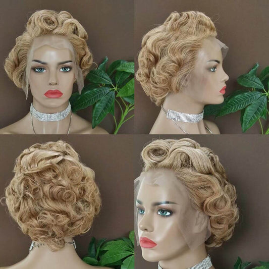 Brown Pixie Cut Human Hair Wig