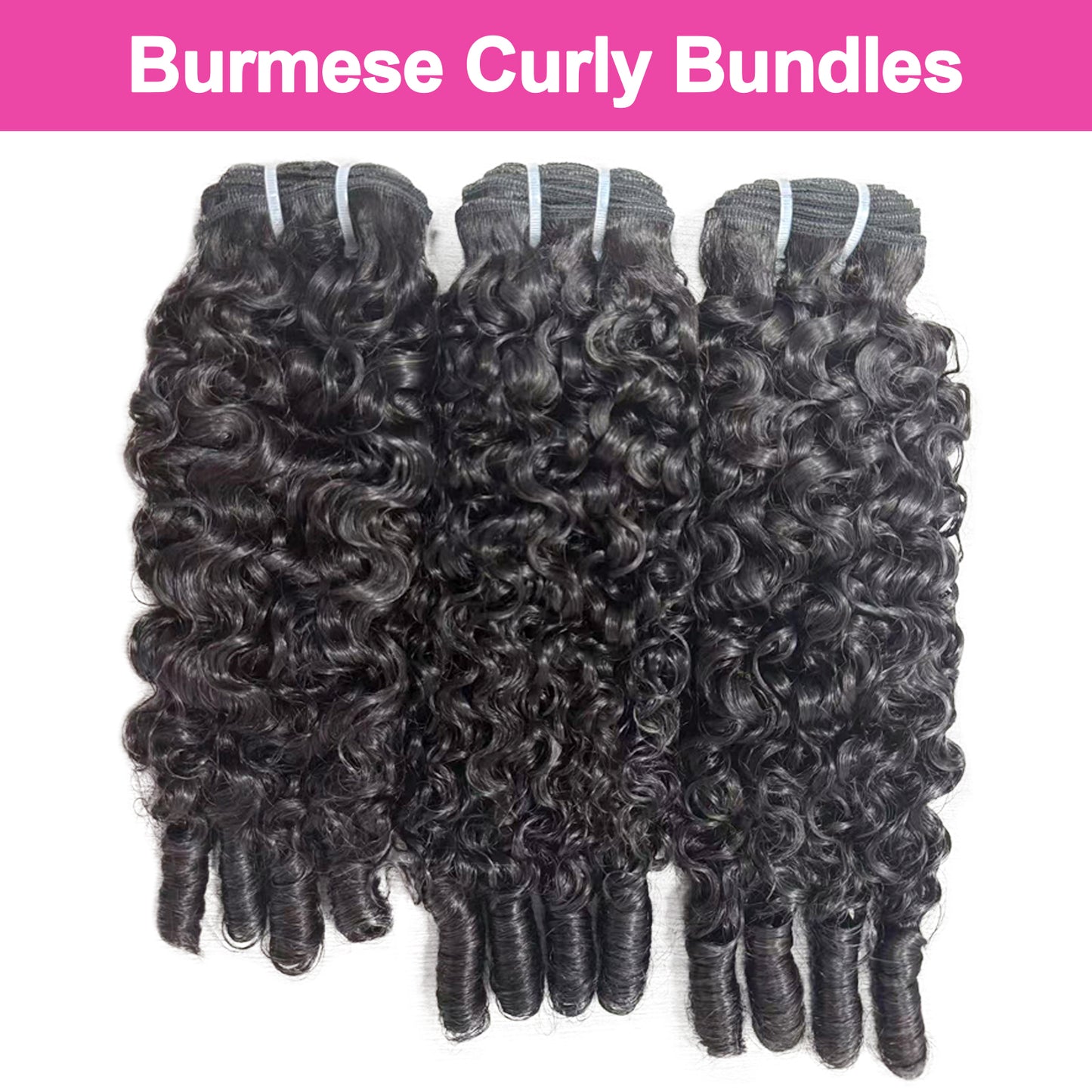 Burmese Curly Human Hair Bundle 3C/4A Curly with Spiral Ends 10A Grade 3bundles for black women