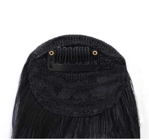 VAVANGA Clip in Bangs Straight Synthetic Black Hair Princess Cut Bangs Hair Piece Fringe