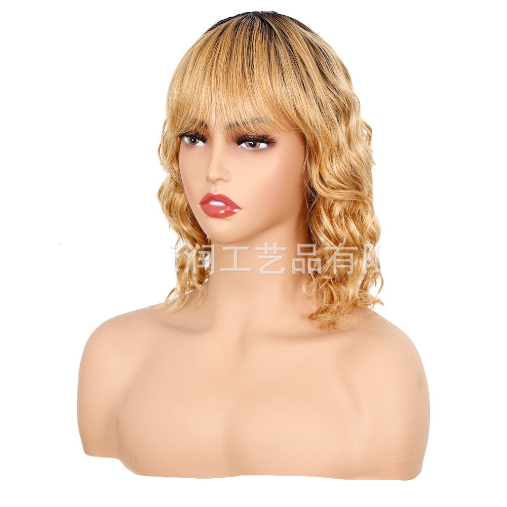 Short Deep Wave Wig Human Hair Honey Brown Wear And Go Curly Bob Wigs