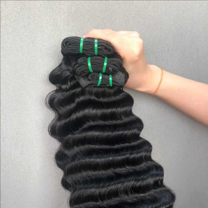 Raw Deep Wave Hair Raw Curly Hair 14A Unprocessed Human Hair 3pc Deal for Black Women