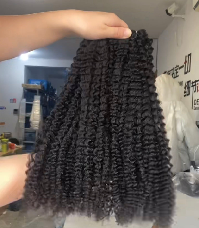 Raw Kinky Curly Human Hair Bundles 14A Unprocessed Hair 3pc Deal for Black Women