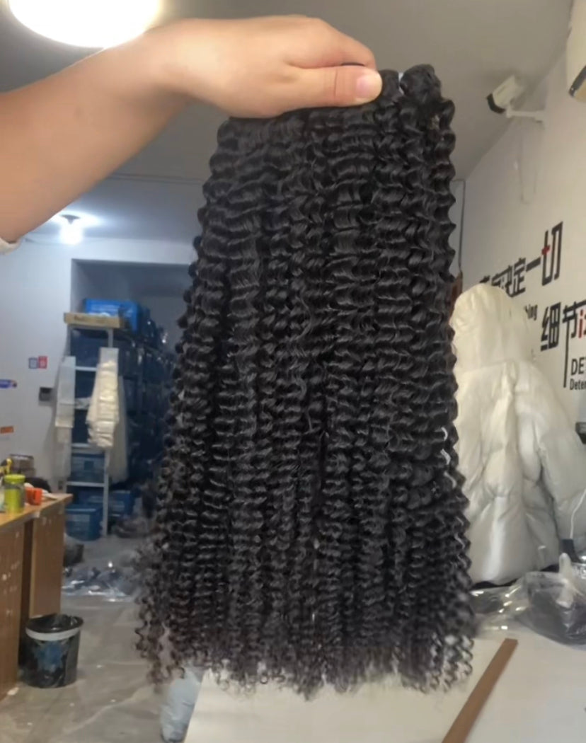Raw Kinky Curly Human Hair Bundles 14A Unprocessed Hair 3pc Deal for Black Women