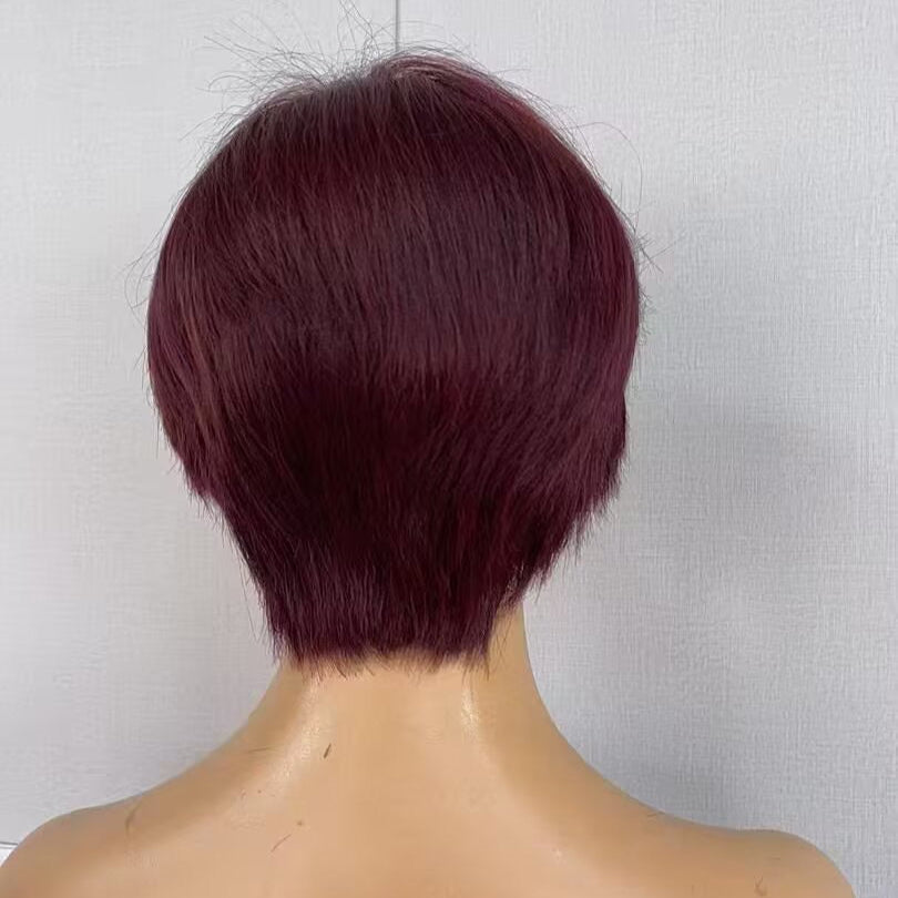 99J Burgundy Pixie Cut Wig Lace Wig 13x4 Human Hair Straight for African American