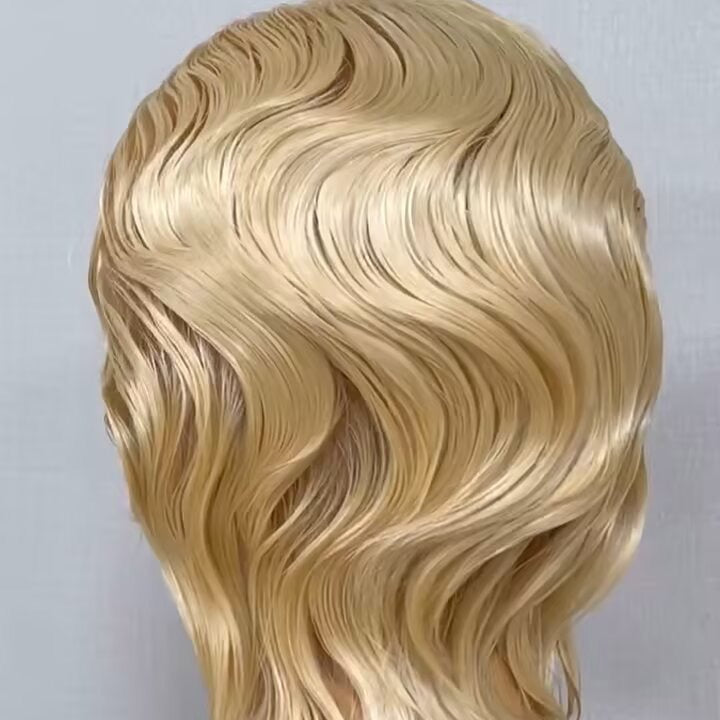 Blonde Pixie Finger Wave wig Lace Front 13x6 Human Hair for Black Women