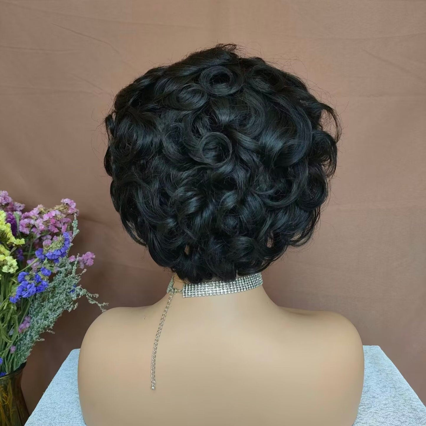 Black Short Pixie Cut Wigs Human Hair Lace Front for African American