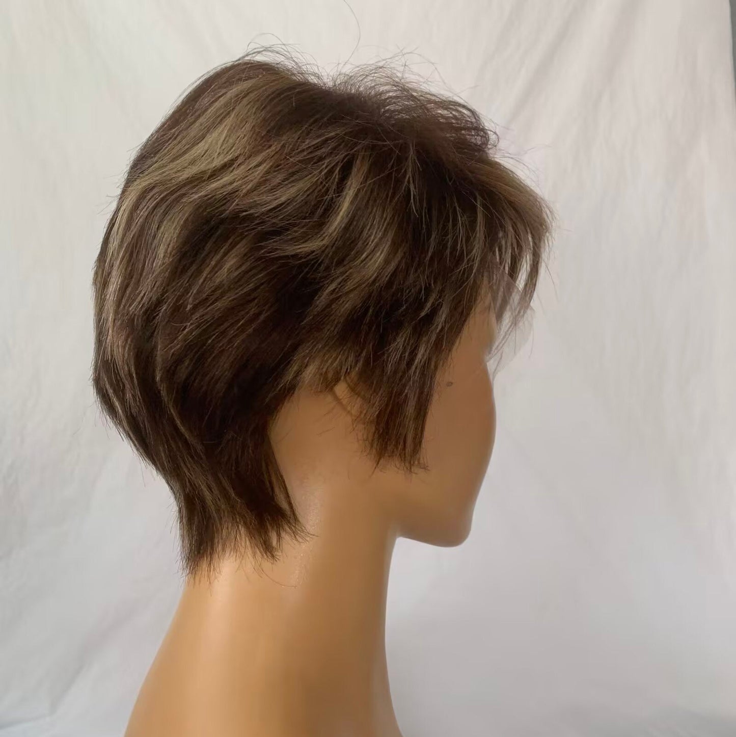 Light Brown Short Pixie Wig Lace Frontal Straight Human Hair for African American