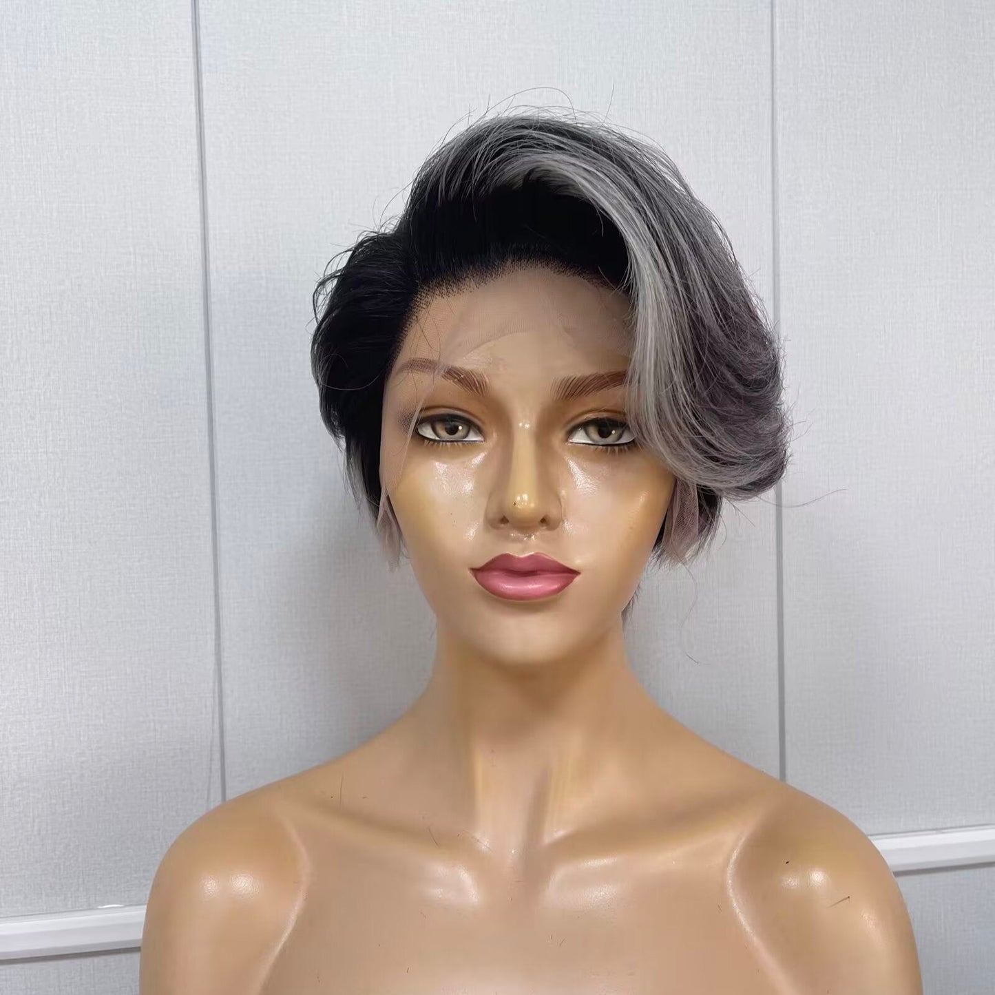 Short Grey Pixie Cut Wigs Human Hair Lace Frontal 13x6 for Black Women