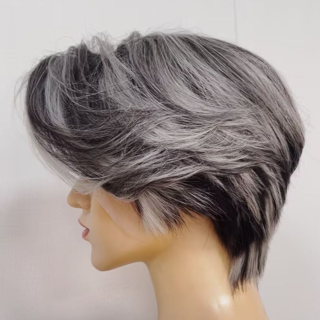 Short Grey Pixie Cut Wigs Human Hair Lace Frontal 13x6 for Black Women