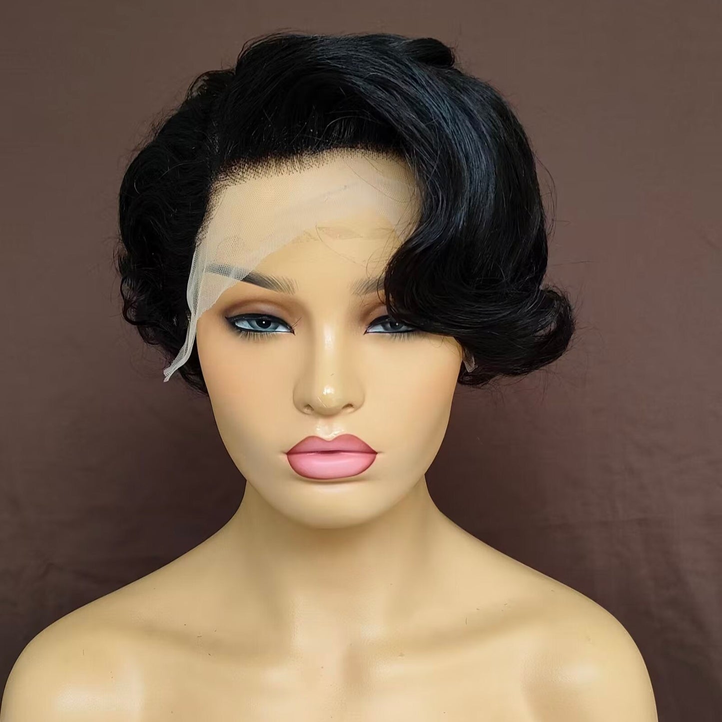 100% Human Hair Pixie Cut Wigs Lace Front 13x6 for African American
