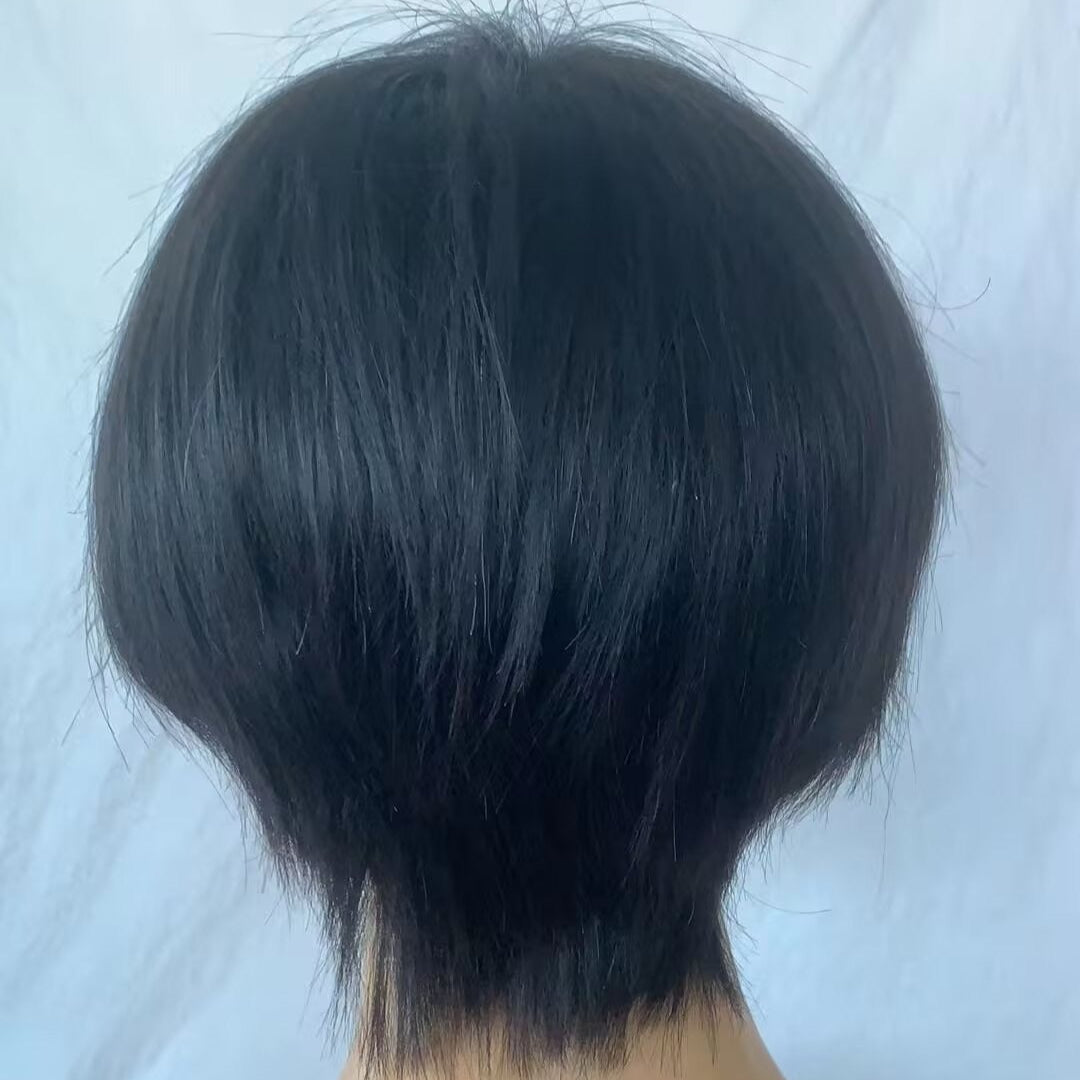 Pixie Cut Wigs for Black Women Human Hair 13x4 lace frontal Black Color