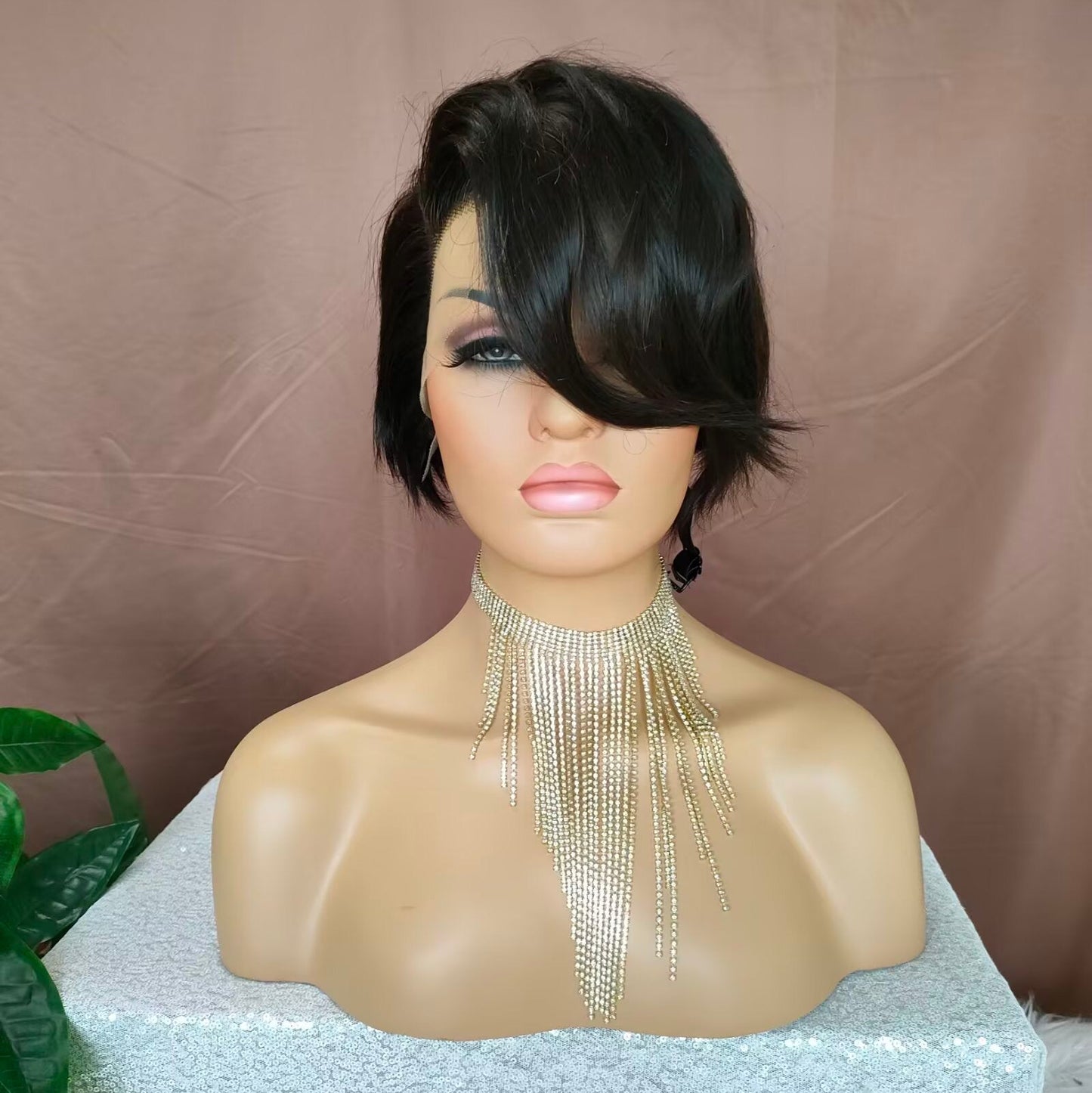Best Pixie Cut Wigs for African American Human Hair Lace frontal Black Color
