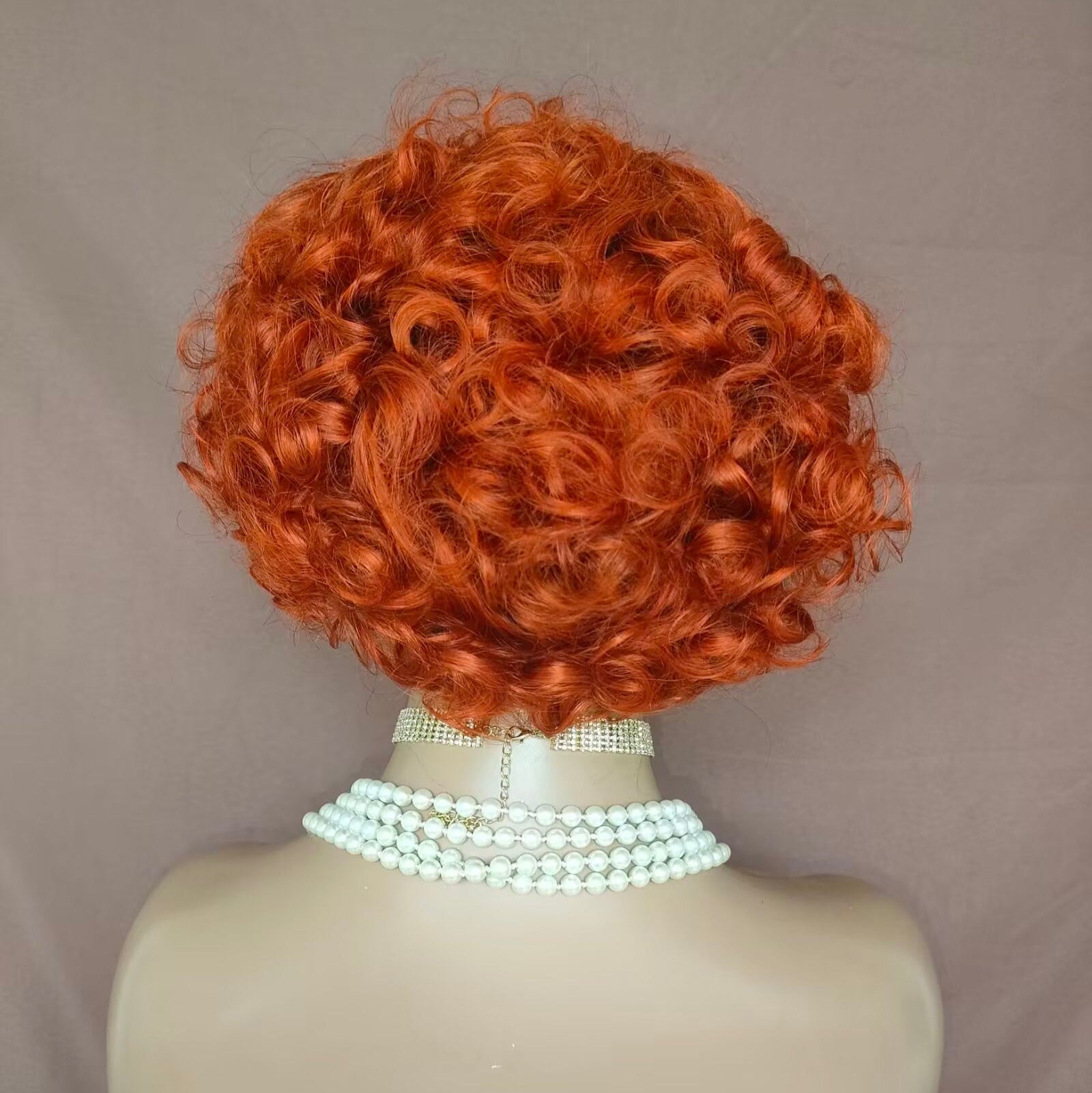 Orange Pixie Cut Wig Lace Frontal Curly Human Hair for African American