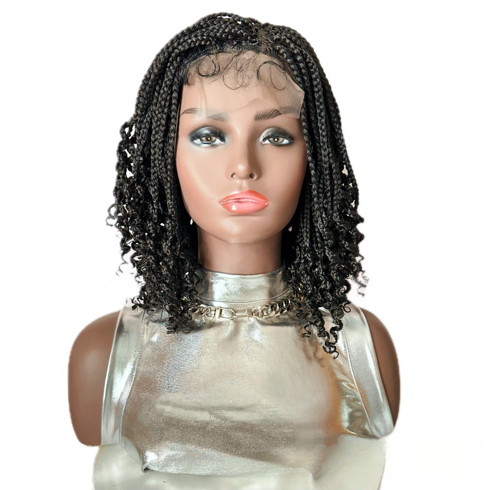 12 Inch 3X Box Braids with Curly Ends Short Goddess Braided Lace Wig - 4x4 Lace Wig for Black Women
