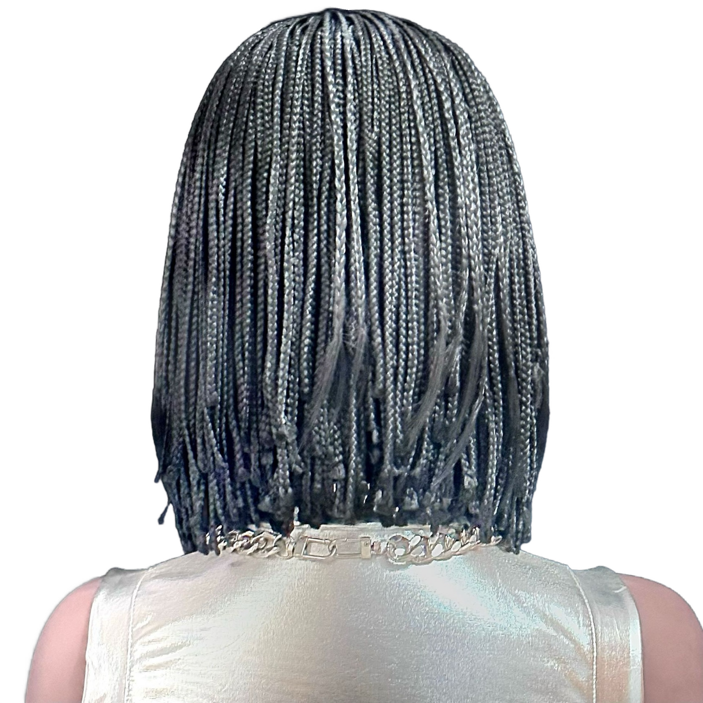 12 Inch Micro Box Braided Bob Wig - Black Color, Middle Part, 300g Synthetic Braided Wig bone straight for Black Women