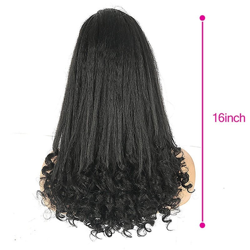grey 16inch kinky Straight Drawstring Ponytail Yaki Ponytail with loose wave End Hair Extension for black women