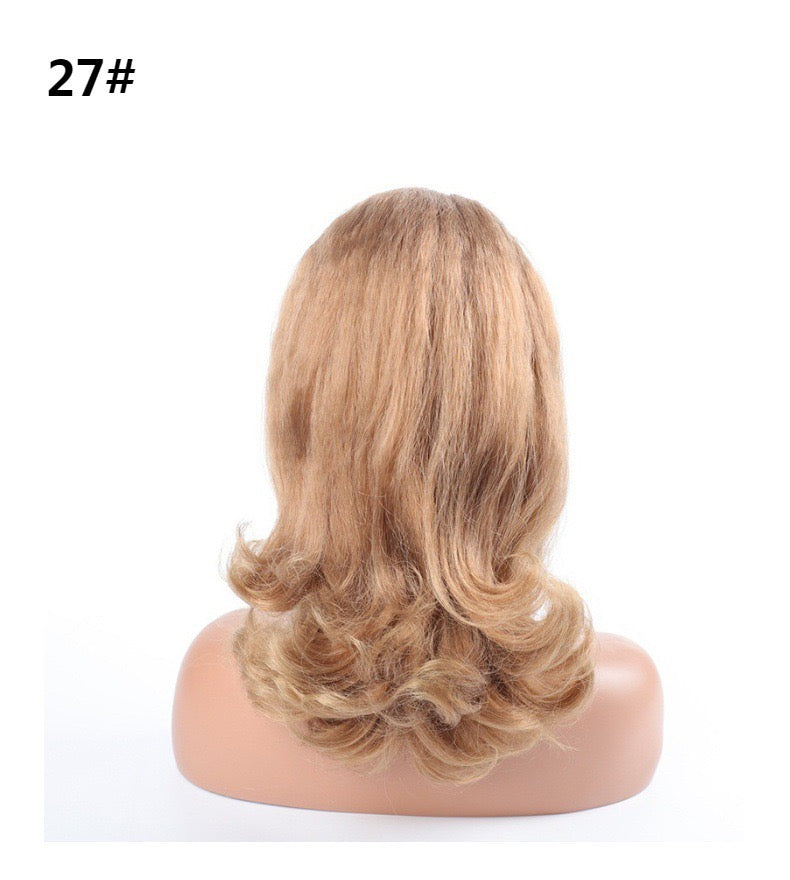 honey brown 16inch short yaki Drawstring Ponytail with wave End Ponytail Hair Piece for black women