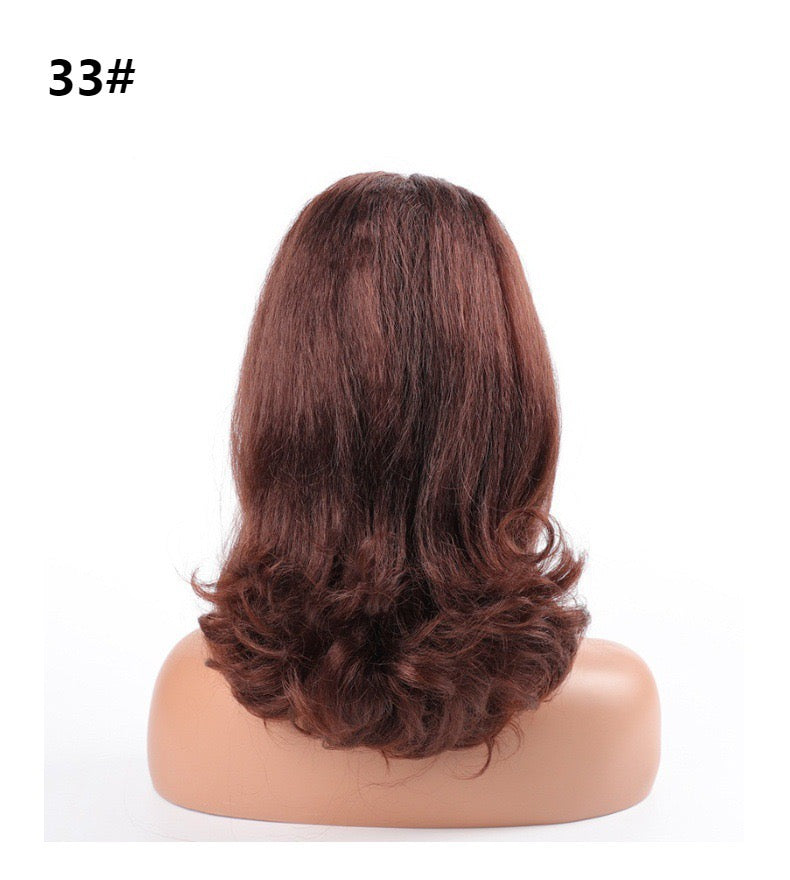 brown 16inch short yaki Drawstring Ponytail with wave End Ponytail Hair Piece for black women