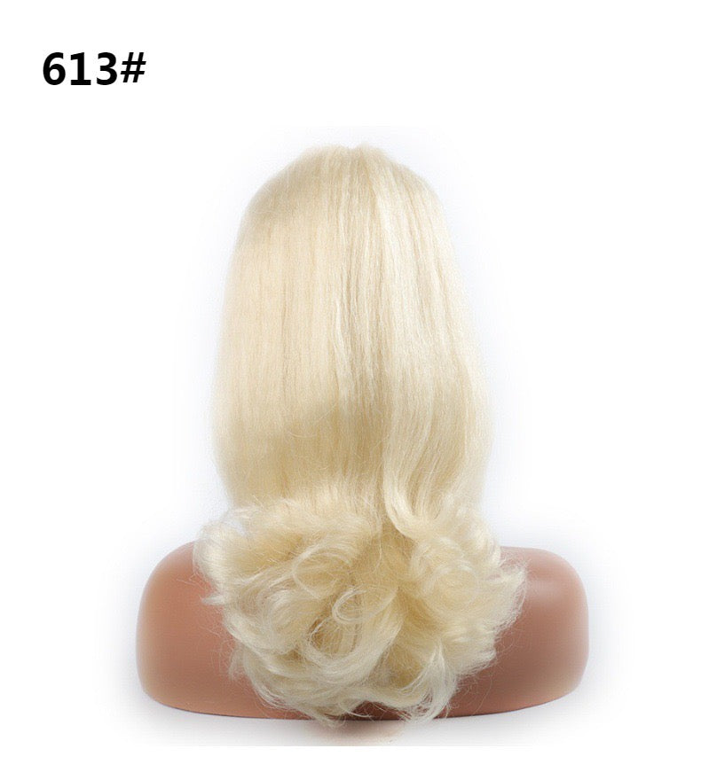 blonde 16inch short yaki Drawstring Ponytail with wave End Ponytail Hair Piece for black women