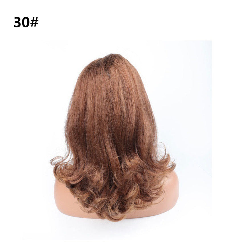 brown 16inch short yaki Drawstring Ponytail with wave End Ponytail Hair Piece for black women